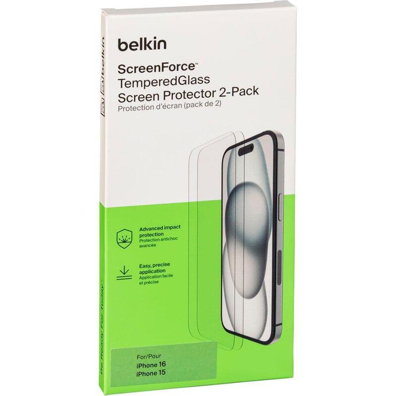2x1 Belkin Screenforce Temp.Gl. Displays. Iphone 16/15  Ova143zz