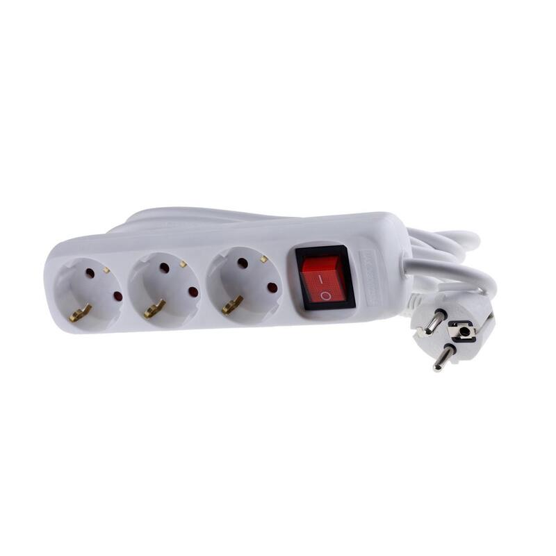 3-StikdSe Schuko, M.  Afbryder 1,5m, Hvid, H05vv-F
