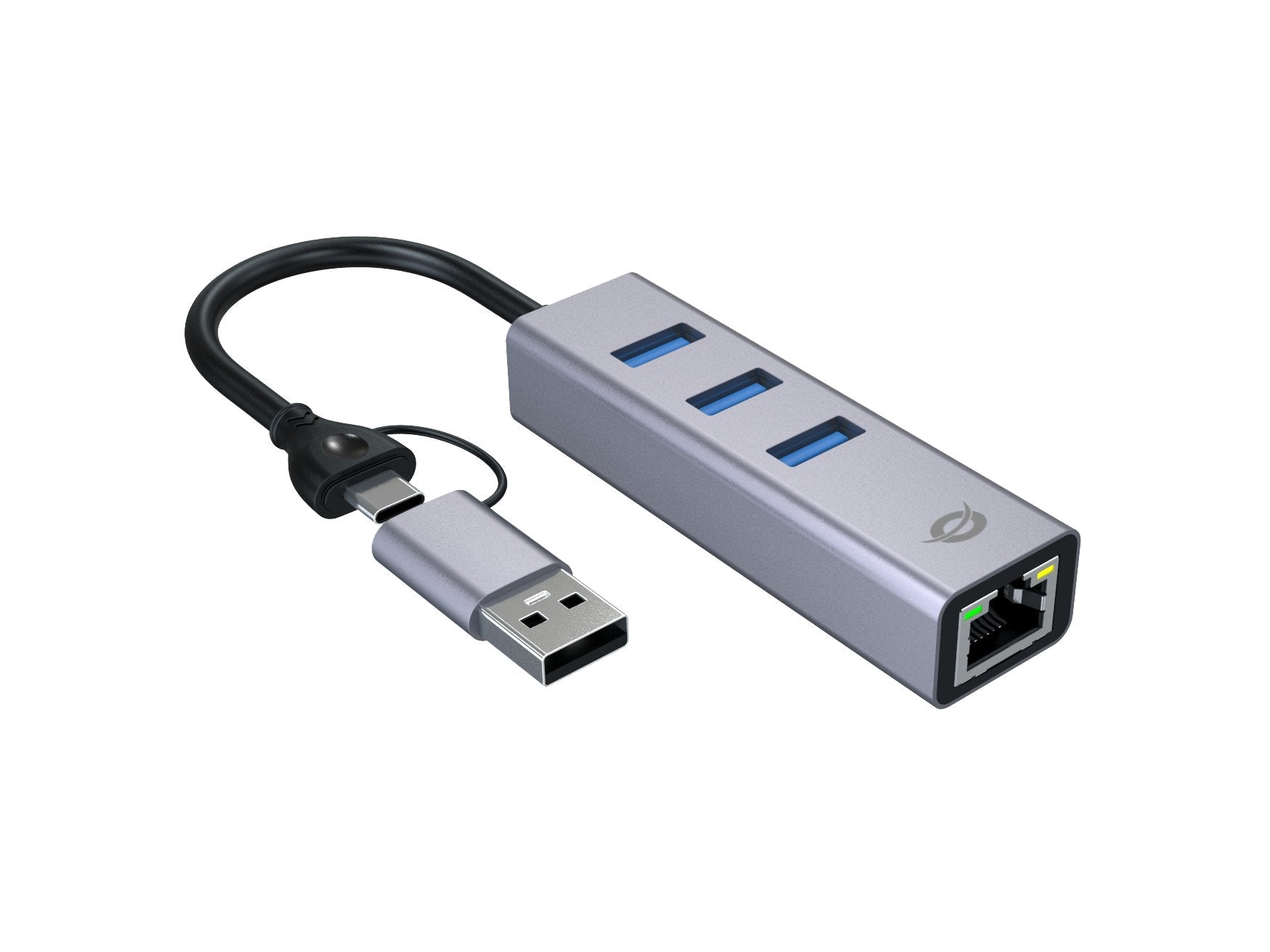 Adaptador Usb-C/Usb-A Ethernet Rj45 Conceptornic Abby25f Con Hub Usb 3,2 X3 Puertos