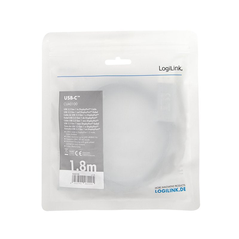 EAN 4052792062205 - LogiLink CUA0100 cambiador de género para cable DisplayPort USB 3.2 Gen1 Type-C Negro, Gris imagen 3