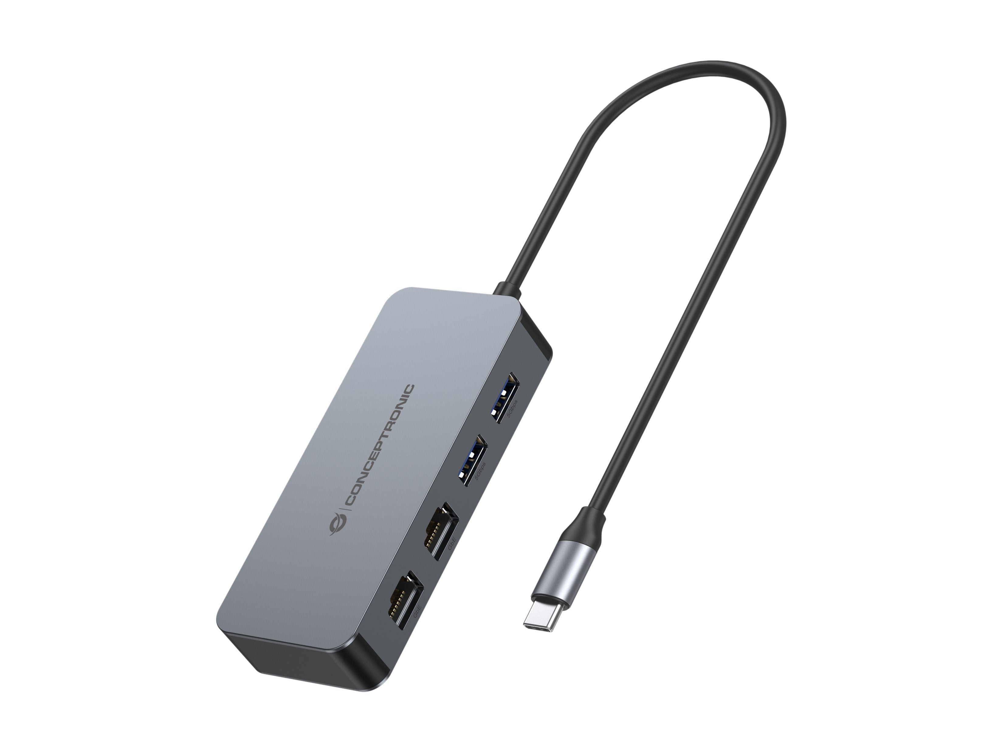 Adaptador Usb-C A Ethernet Rj45 Conceptronic Abby24g 2 Puertos Gigabit Con Hub Usb 3,2 X2 Puertos