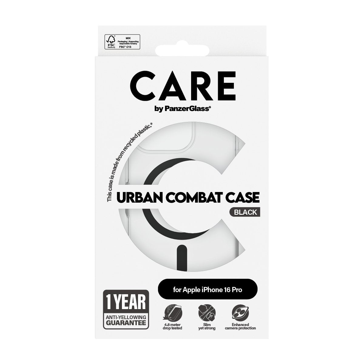 EAN 5715685004124 - PanzerGlass CARE™ by ® Urban Combat Case Transparent w. Black MagSafe iPhone 16 Pro funda para teléfono m imagen 3