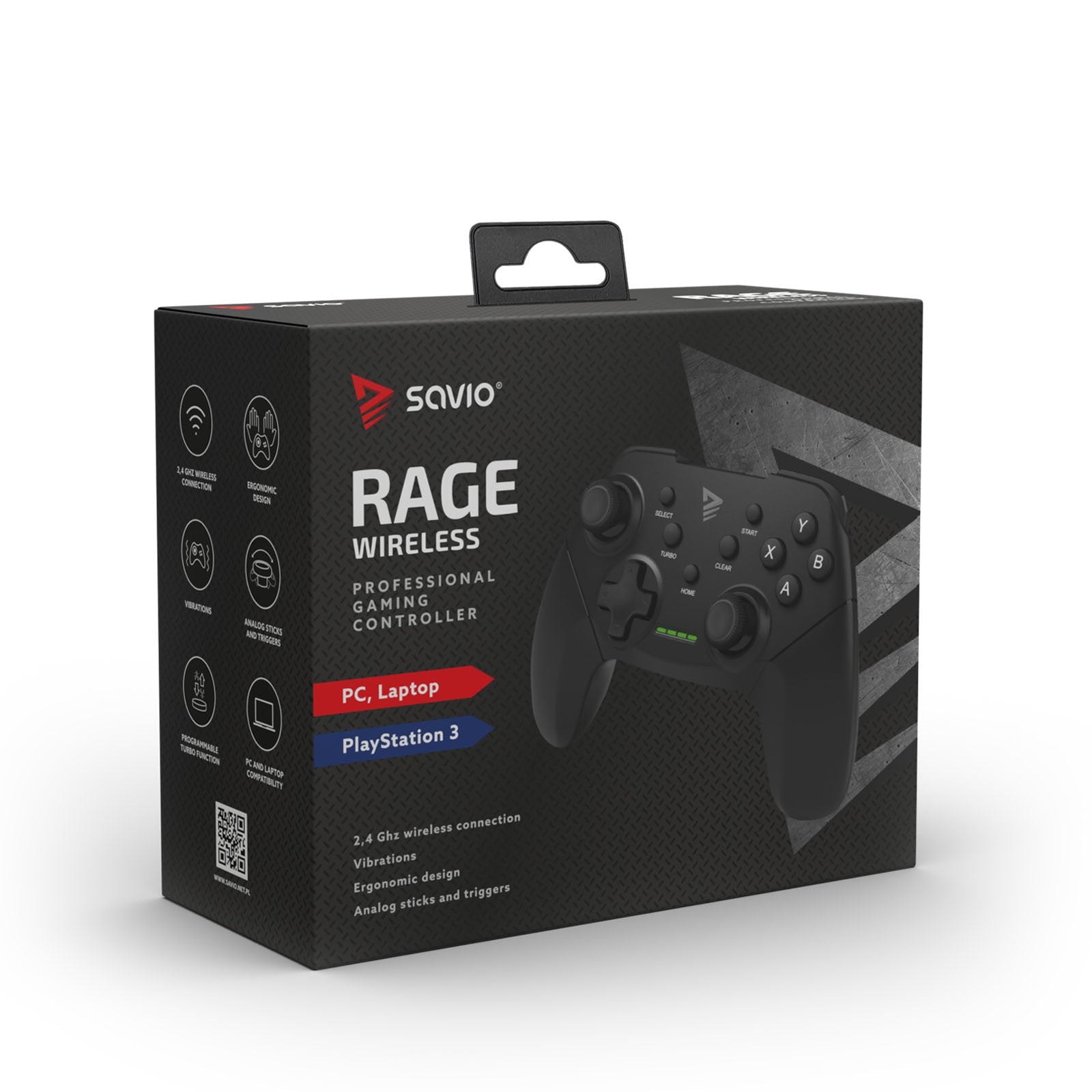 EAN 5901986046899 - Savio RAGE WIRELESS - gamepad - tradlo Negro USB Analógico PC, Playstation 3 imagen 9