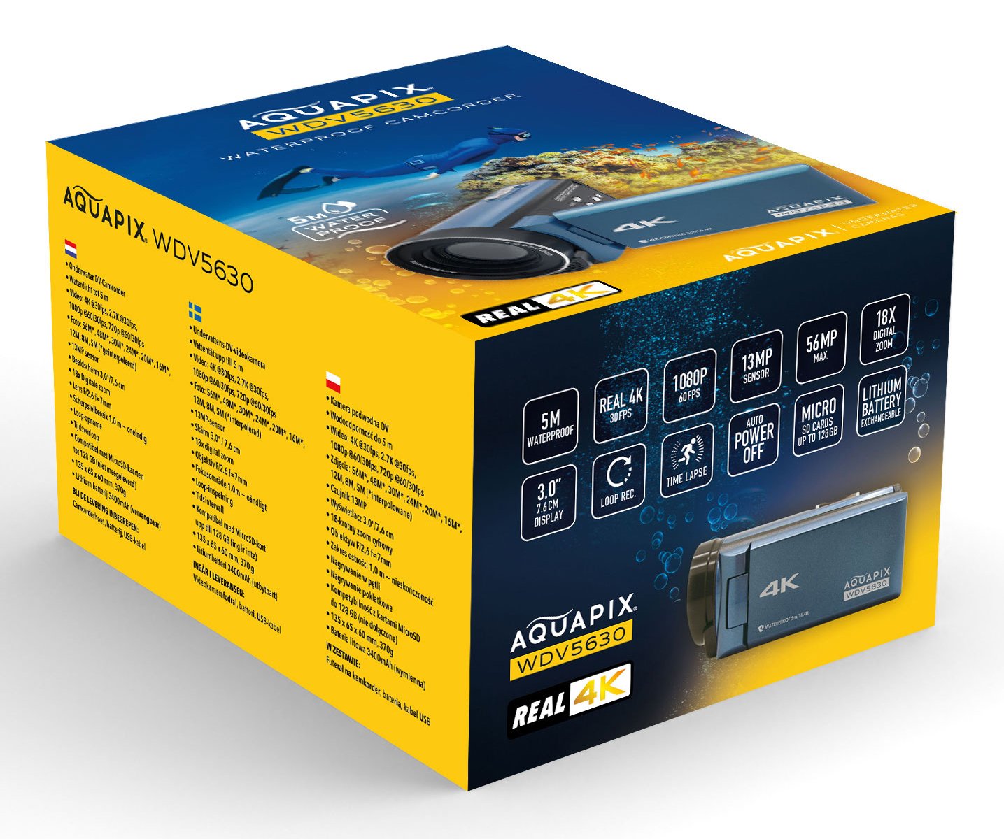 EAN 4260041686397 - Aquapix WDV5630 Videocámara manual 13 MP CMOS 4K Ultra HD Azul, Gris imagen 8