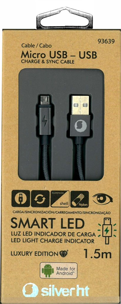 Cable Usb 2.0 Tipo A M-Micro Usb B M Silver Ht 1.5m 93639