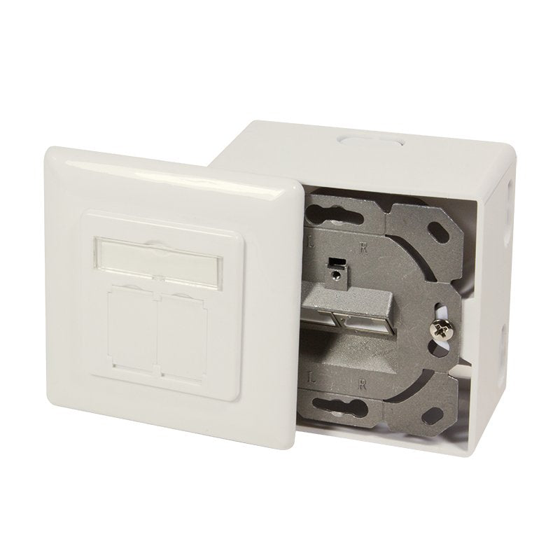 Logilink Np0124 Toma 2 X Rj-45 Cat 6a Superficie Y Empotrado Apantallado Metálico, Blanco