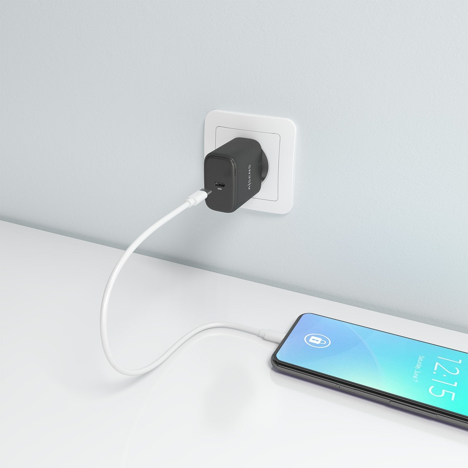 Aisens Cargador Gan 45w, 1xusb-C Pd3.0, Negro
