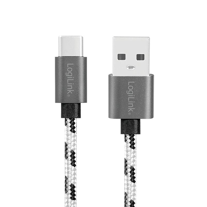 Usb 2.0 Type-C 3-Pack Cable Set, C M To A M, Alu, Nylon, Blanco Negro