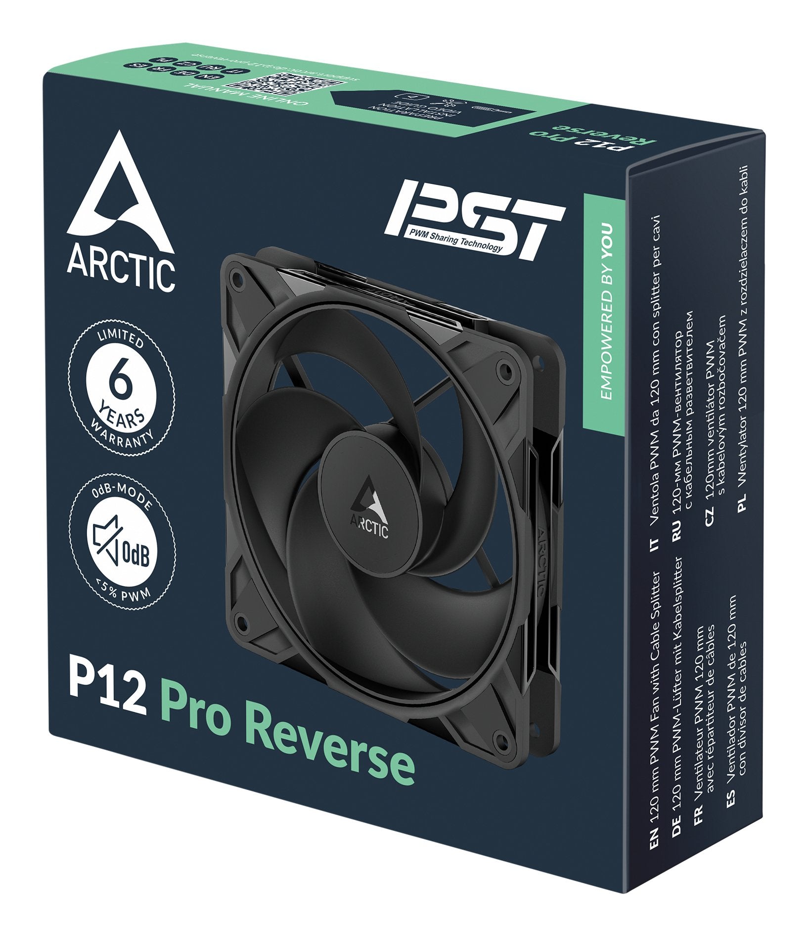Ventilador Arctic P12 Pro Reverse 12cm Negro