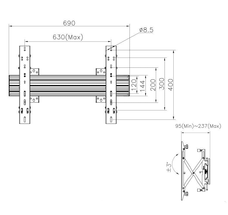 Equip Soporte De Pared Profesional Para Tv De 32"-65" - Inclinable - Gestion De Cables - Peso Max 30kg - Vesa 600x400mm