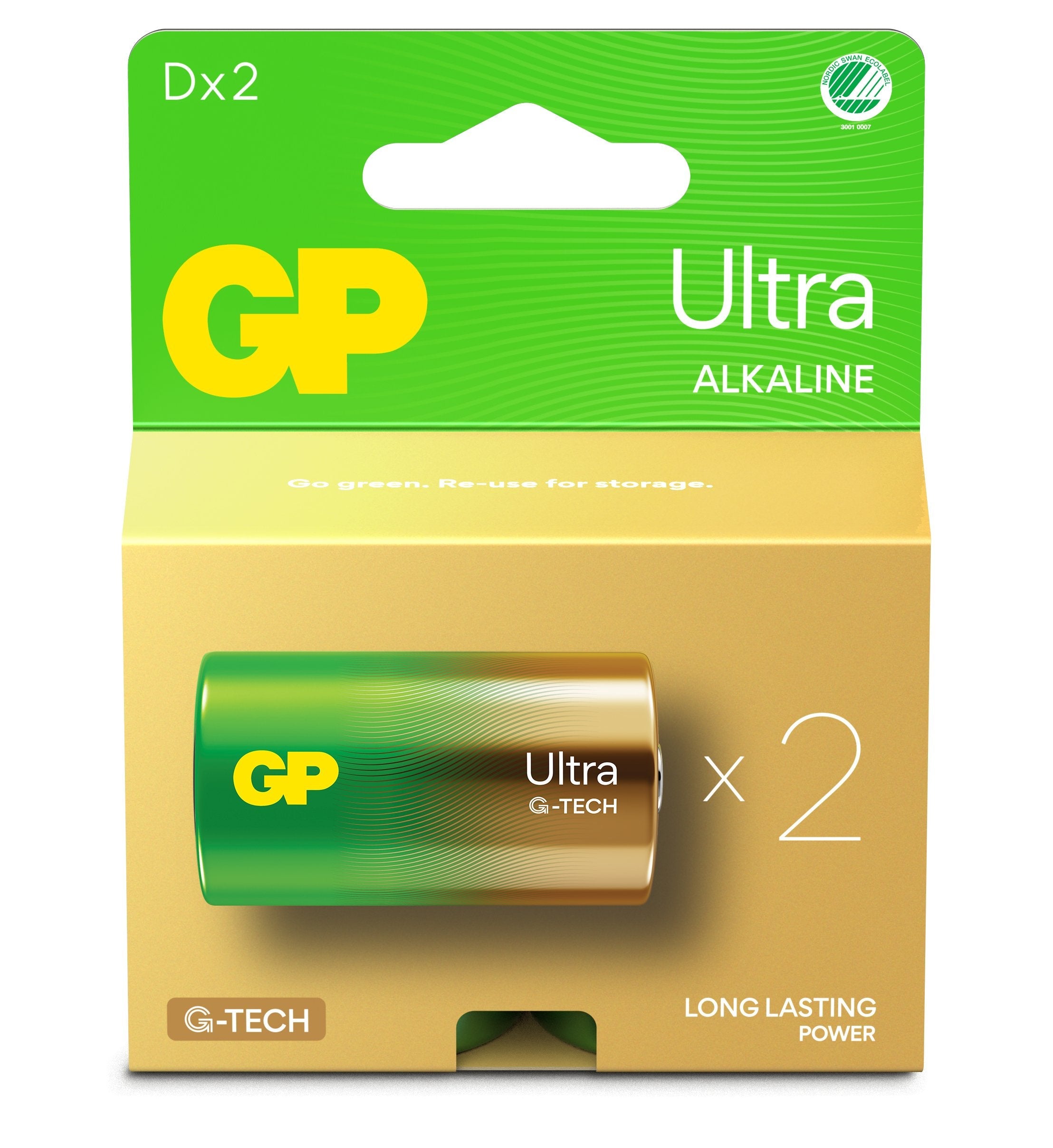 Gp Ultra Alkaline D/Lr20  Battery. 2-Pack