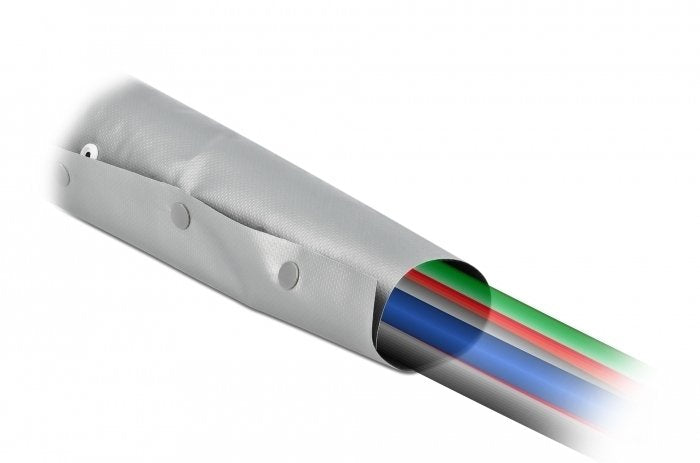 Delock Cableschutzschlauch Mit Knopfverschluss Hitzebeständig 2 M X 50 Mm Grau   Schwarz