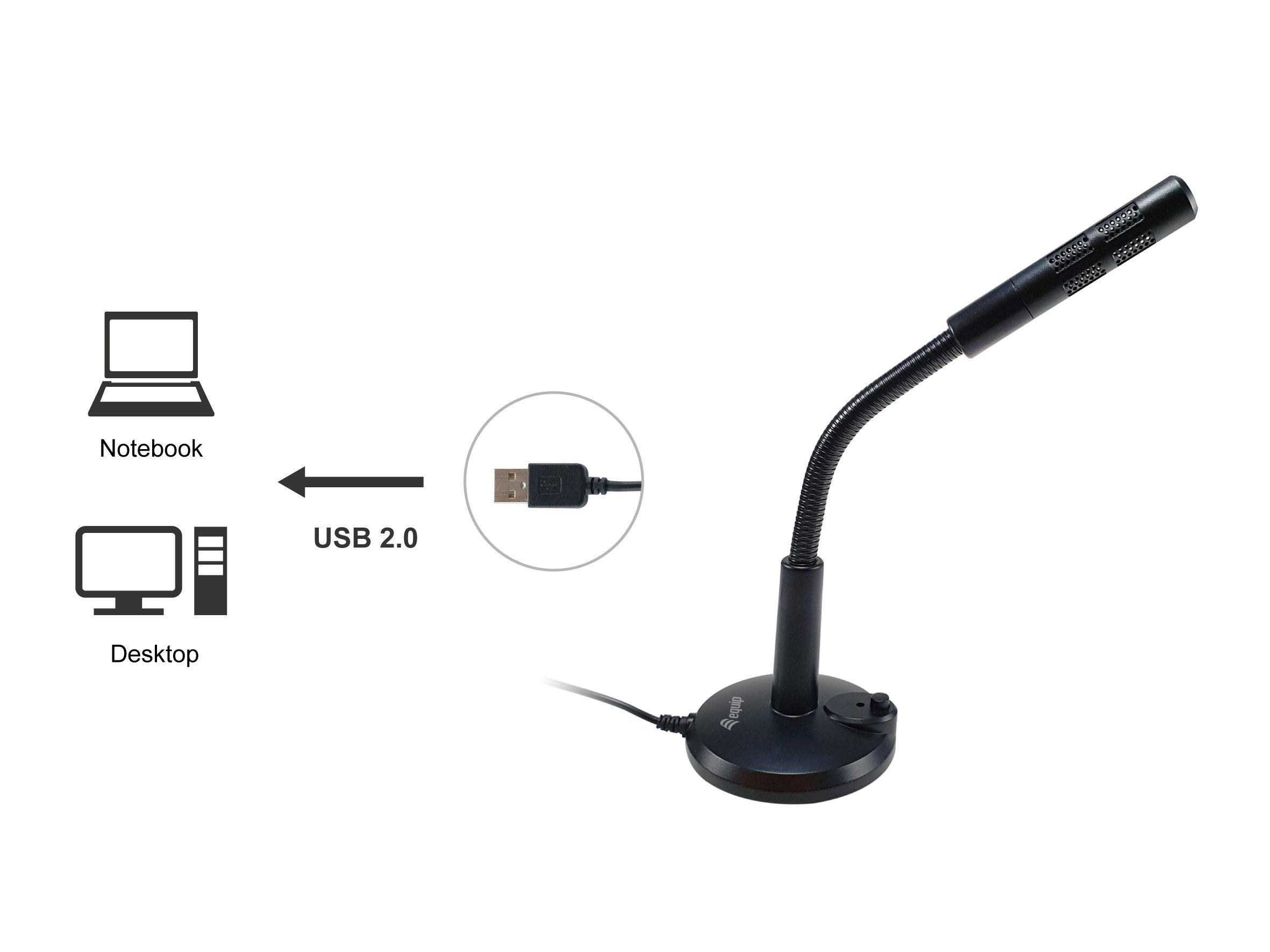Microfono Sobremesa Equip Life Onmidireccional Usb Brazo Flexible Boton Mute