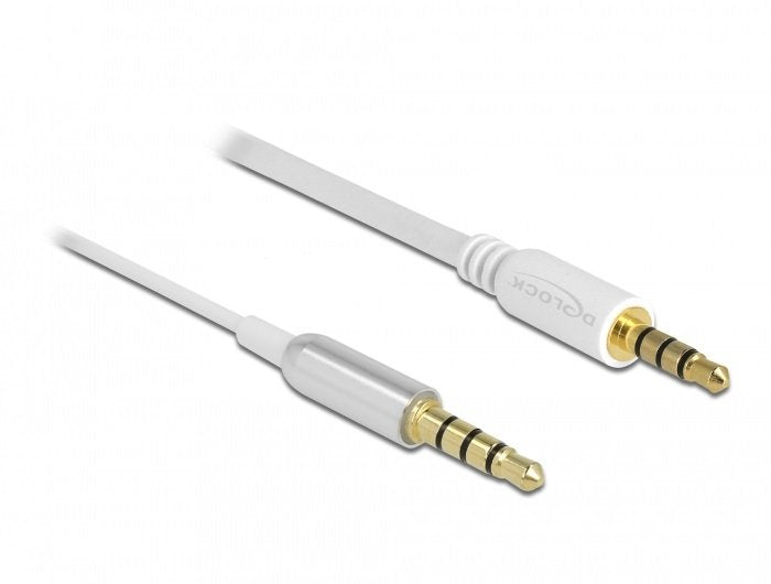 Delock 66073 Cable De Audio 0,5 M 3,5mm Plata, Blanco Blanco/Plateado, 3,5mm, Macho, 3,5mm, Macho, 0,5 M, Plata, Blanco