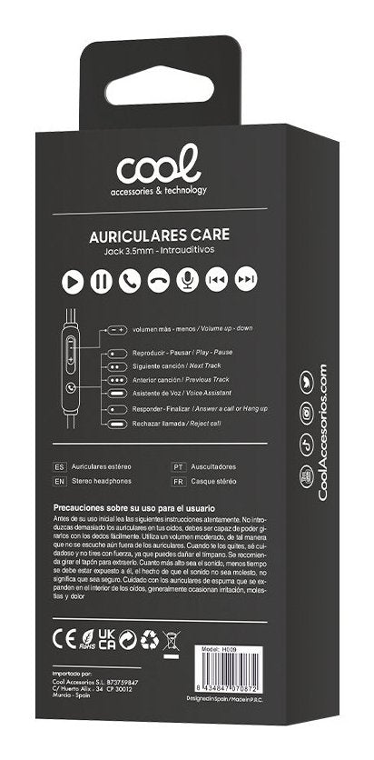 Auriculares Con Cable Cool Care.
Compatibles Con Android E Ios (Conexión Jack 3,5mm)
Los Auriculares Manos Libres Cool Care Constan De Un Diseño Simple Donde Se Destaca Una Apariencia Elegante Y Un Sonido Perfecto. Se Ajustan P