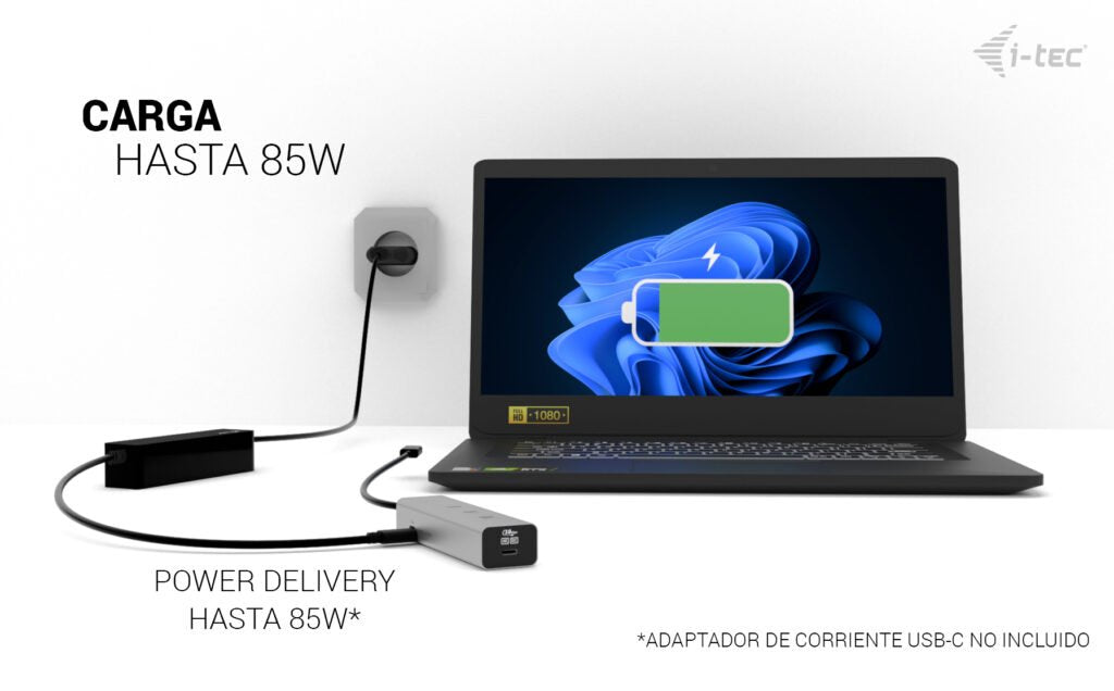 I-Tec Usb-C Charging Metal Hub 5port With Usb-C Video 8k 1xusb-C Video Data 1xusb-C Pd Data 1xusb-C 3.2 Gen1 2xusb-C 3.2 Gen2 Pd85w