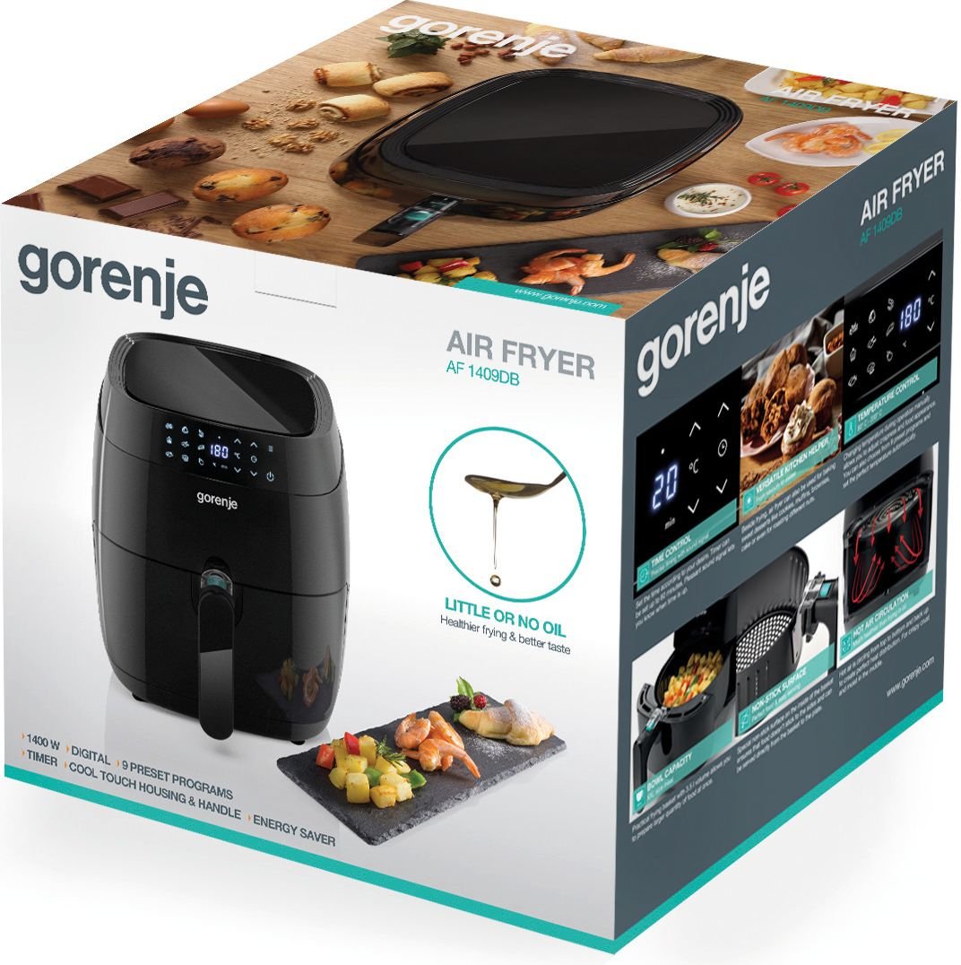 Freidora Gorenje Af1409db Potencia 1400 W, Capacidad 3,5 L, Negro