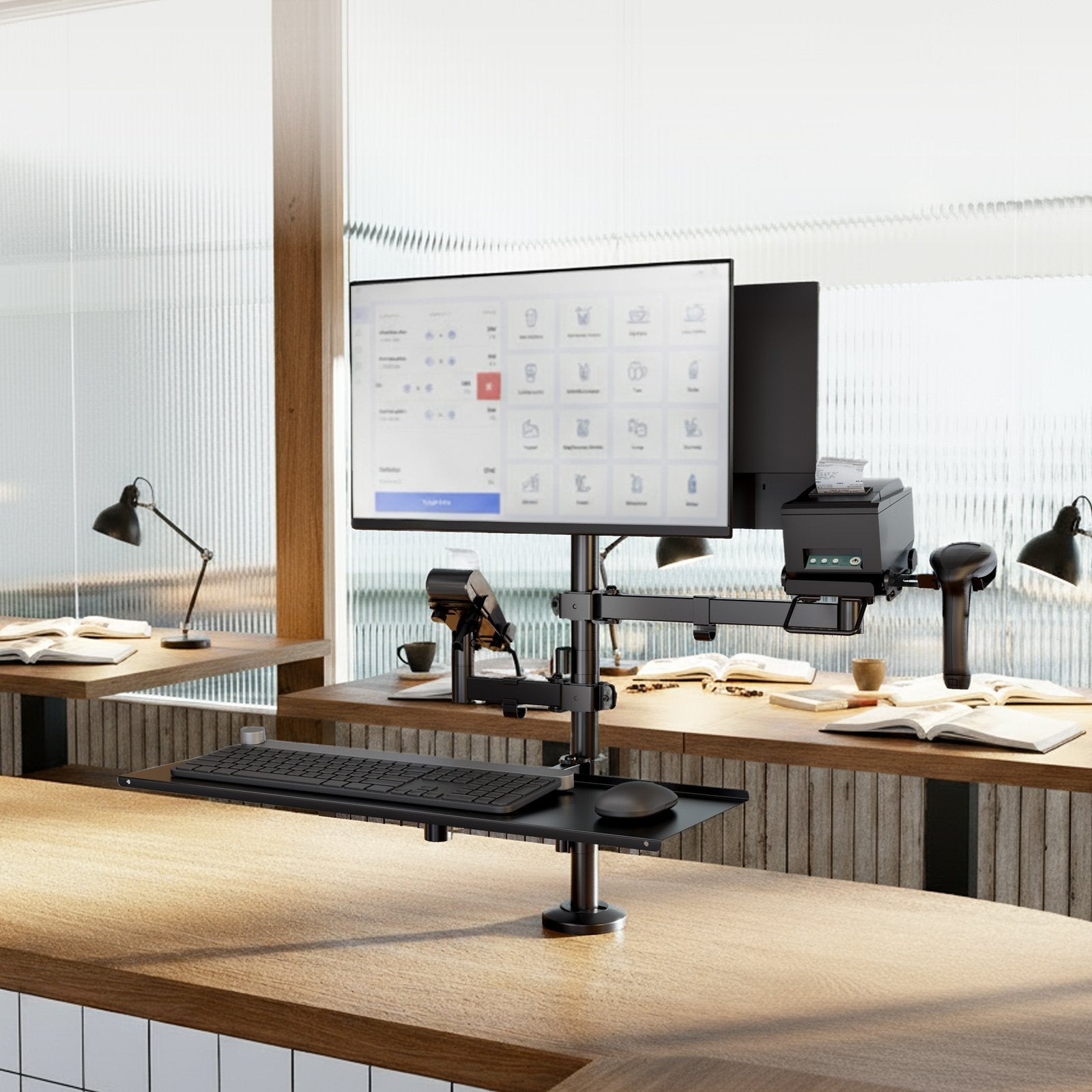 Soporte De Mesa Para Tpv 2 Monitores Tooq Tqpm0003 Giratorio Inclinable Rotatorio Hasta 9kg