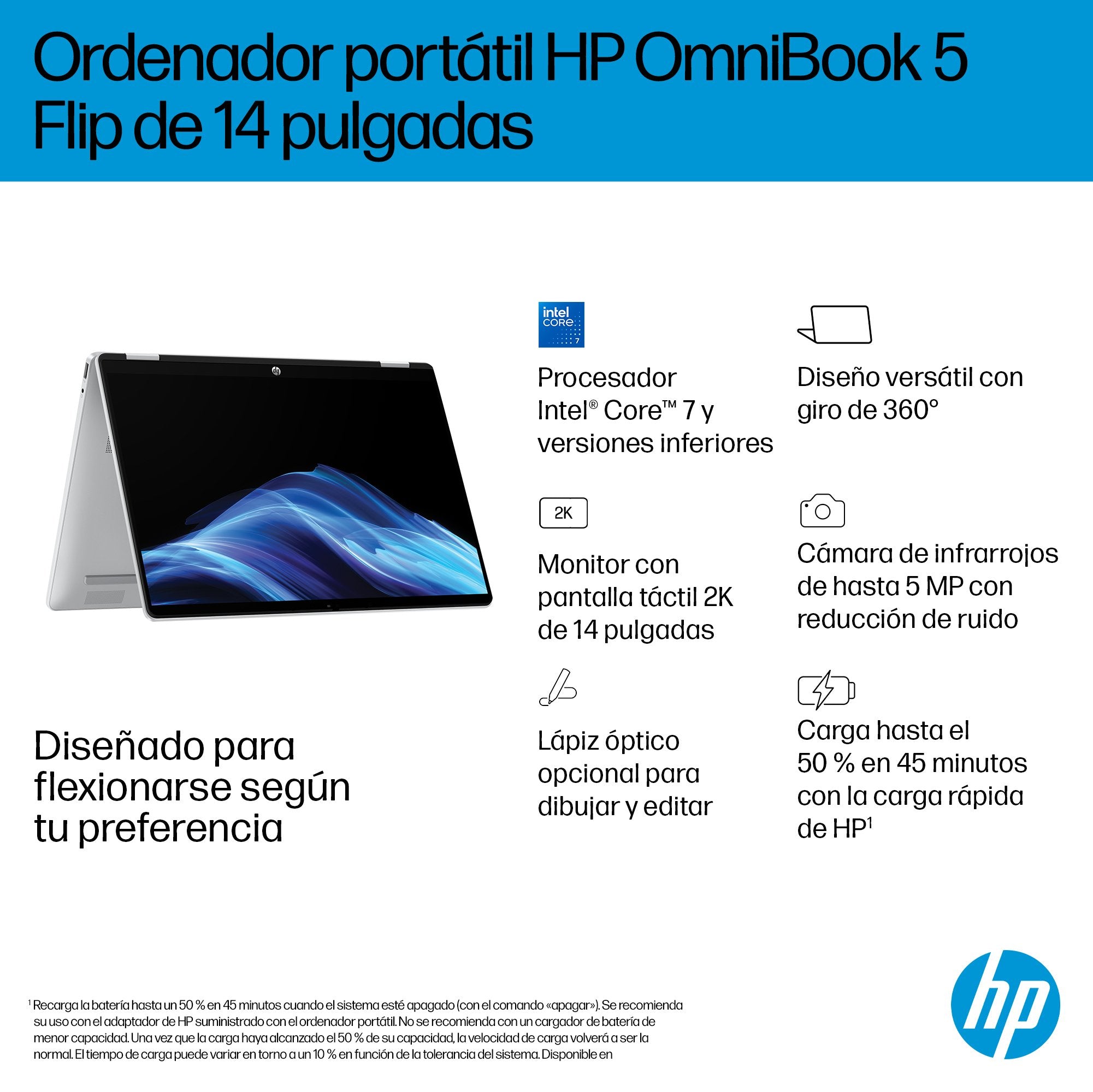 EAN 0199896061681 - HP OmniBook 5 Flip 2-in-1 Laptop 14-fp0045ns Intel Core 7 150U 35,6 cm (14") Pantalla táctil 2K 16 GB LPD imagen 11