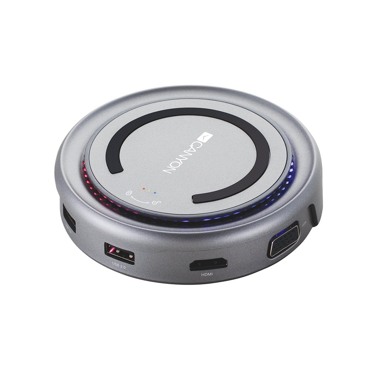 Docking Usb Tipo-C Con Cargador Qi Canyon Cns-Tds07dg 2x Usb 2x Usb Tipo-C 1x Hdmi 1x Rj45 Gris Oscuro