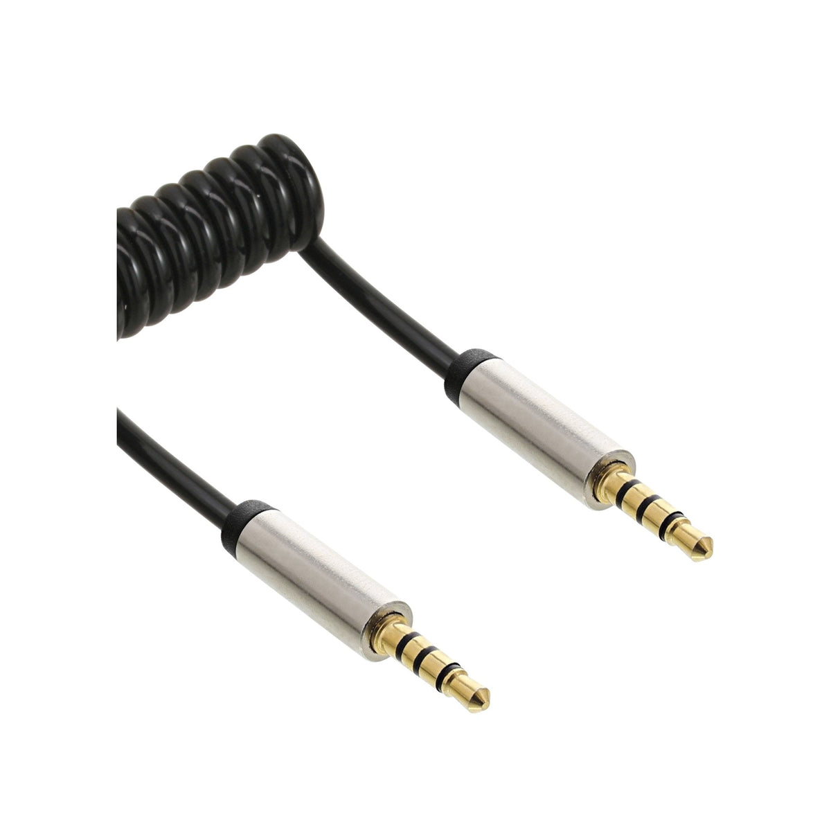 Cable En Espiral De Audio Inline De 3,5 Mm Macho A Macho De 4 Pines Estéreo De 0,5 M