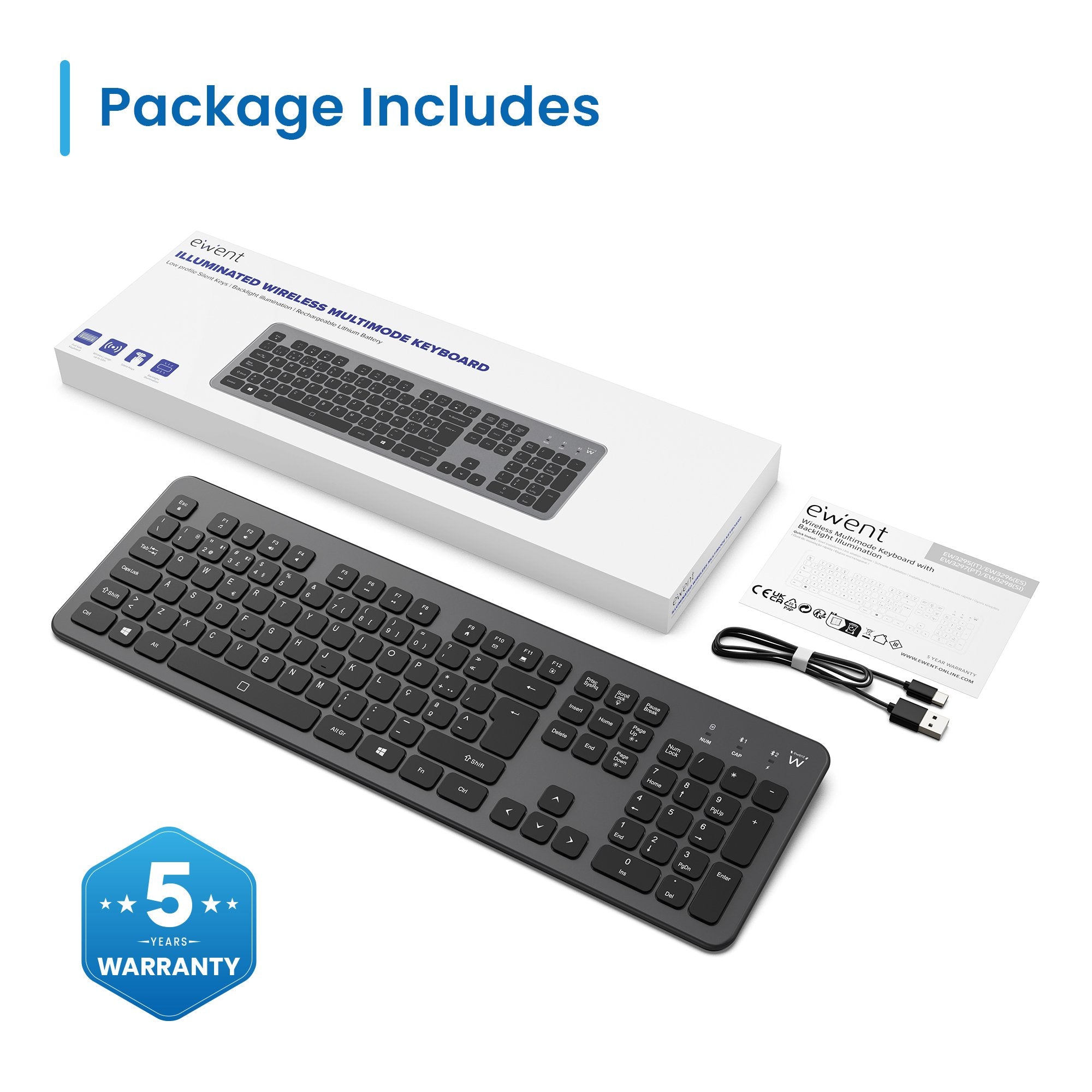 EAN 8052101434088 - Ewent EW3296 teclado Universal RF inalámbrica + USB QWERTY Español Negro, Gris imagen 3