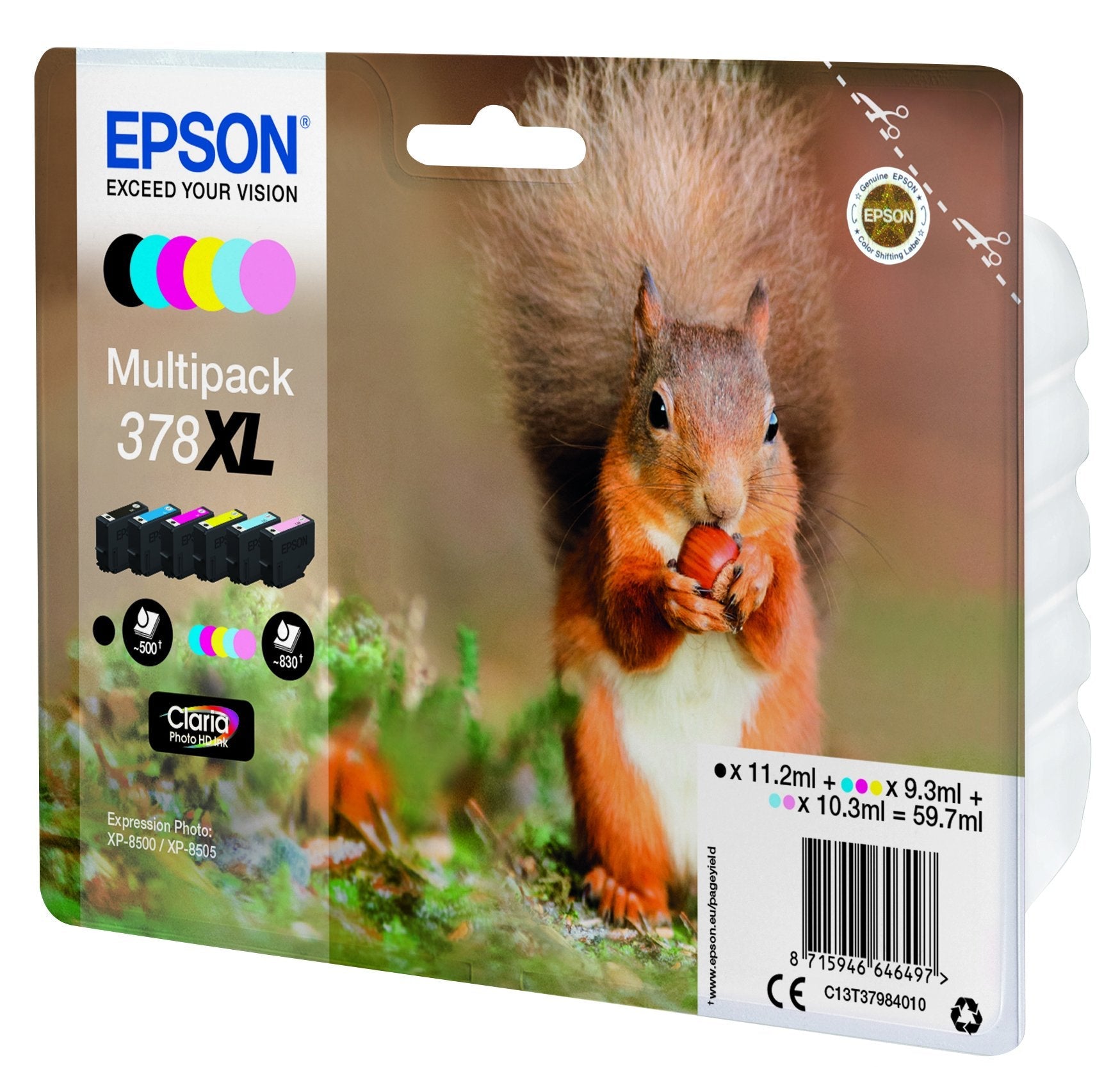 EAN 8715946646497 - Epson Squirrel 378XL cartucho de tinta 1 pieza(s) Original Alto rendimiento (XL) Negro, Cian, Cian claro, imagen 3