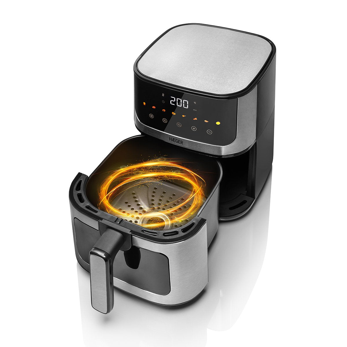 Freidora Digital Sin Aceite Haeger Magic Window - 4,7 L, 8 Programas, Pantalla Digital,1200w