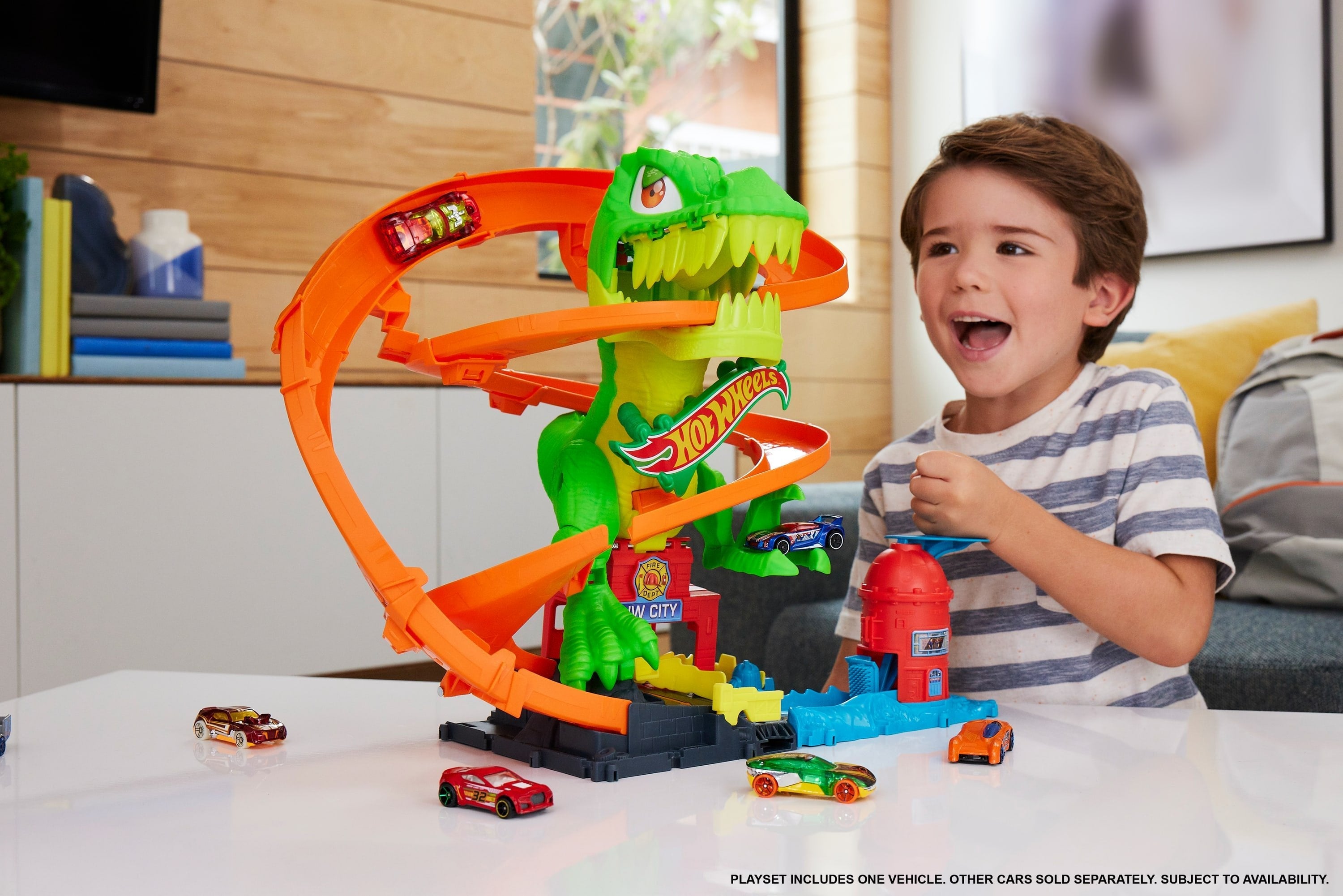 Hot Wheels Hot Wheels City T-Rex Batalla, Pista   Jbm73