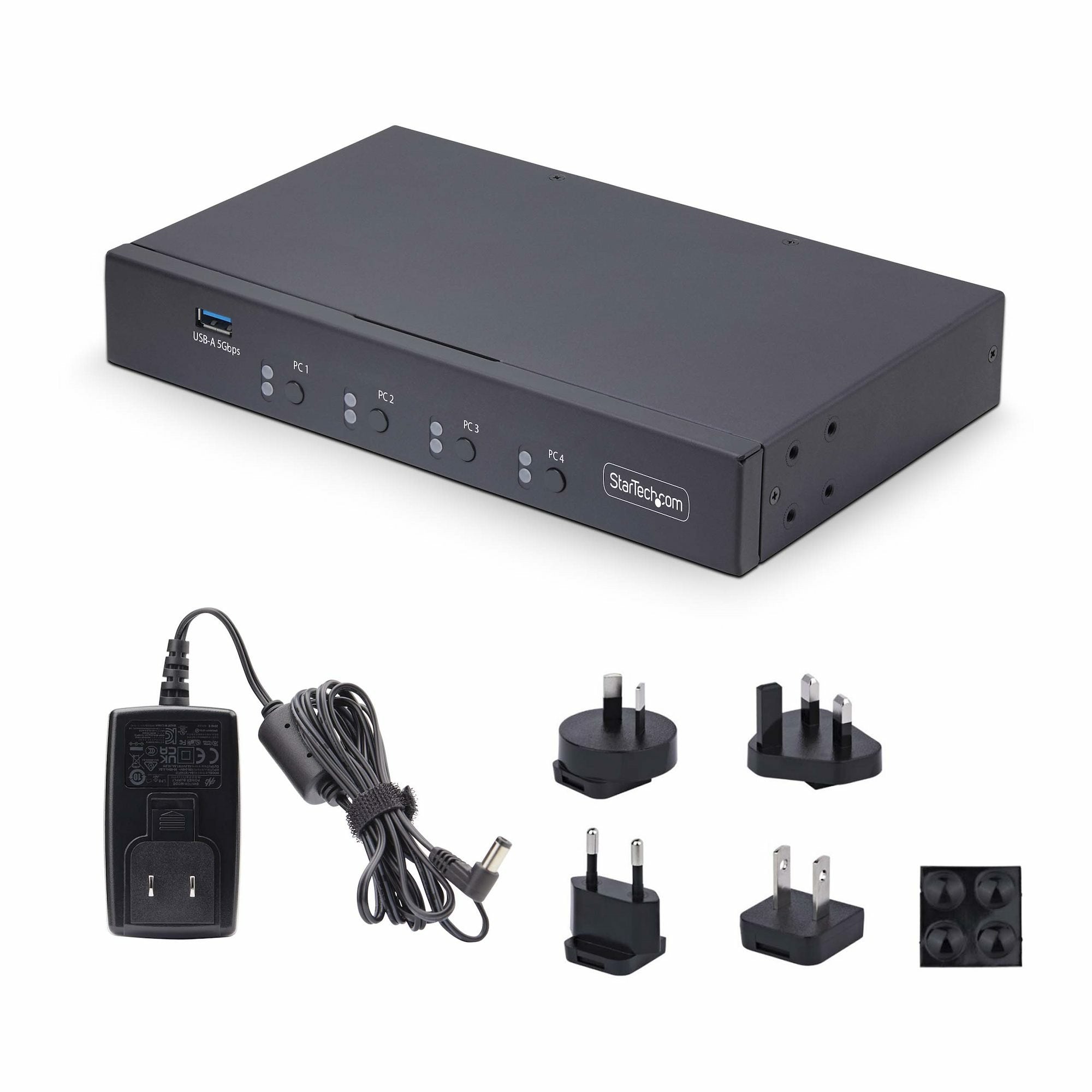 Startech.Com Switch Km/Usb 4 Puertos Con Roaming De Ratón - Conmutador Km Usb 3.0 De Teclado Y Ratón Para 4 Ordenadores - Audio De 3,5mm Y Usb - Taa