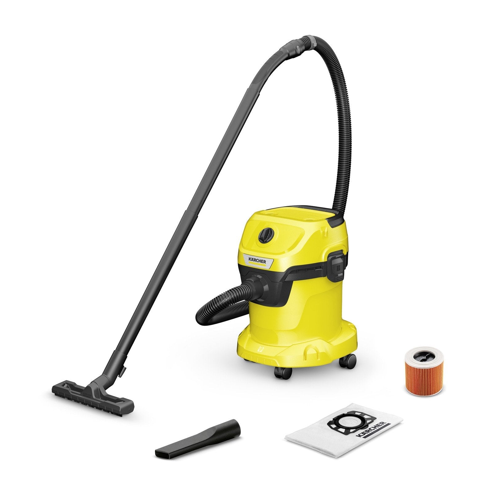 Vacuum Cleaner Karcher Wet And Dry Vacuum Cleaner Wd 3 V-15/6/20 1000 Watts Suction Power 230w Capacity 15 L Noise 74 Db Yellow Weight 4.6 Kg 1.628-122.0