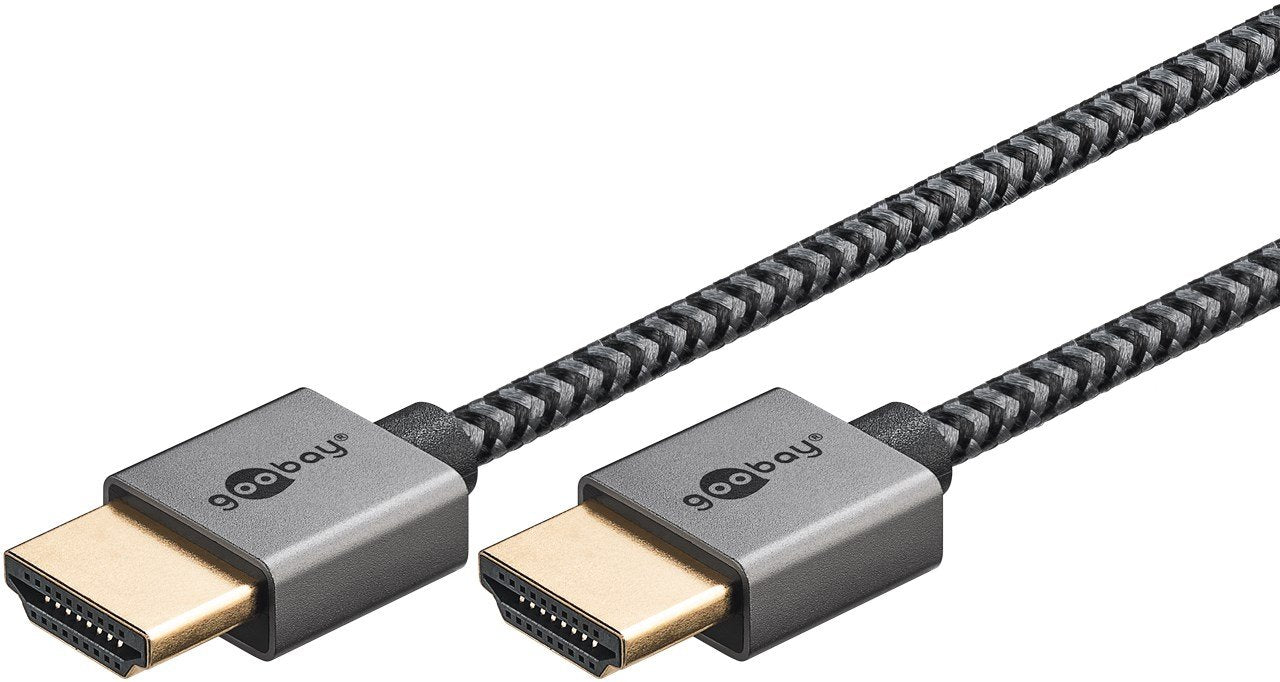 Goobay Plus Slim High-Speed-Hdmi-Cable Mit Ethernet, 8k @ 60hz (Gris, 2 Meter) 75758