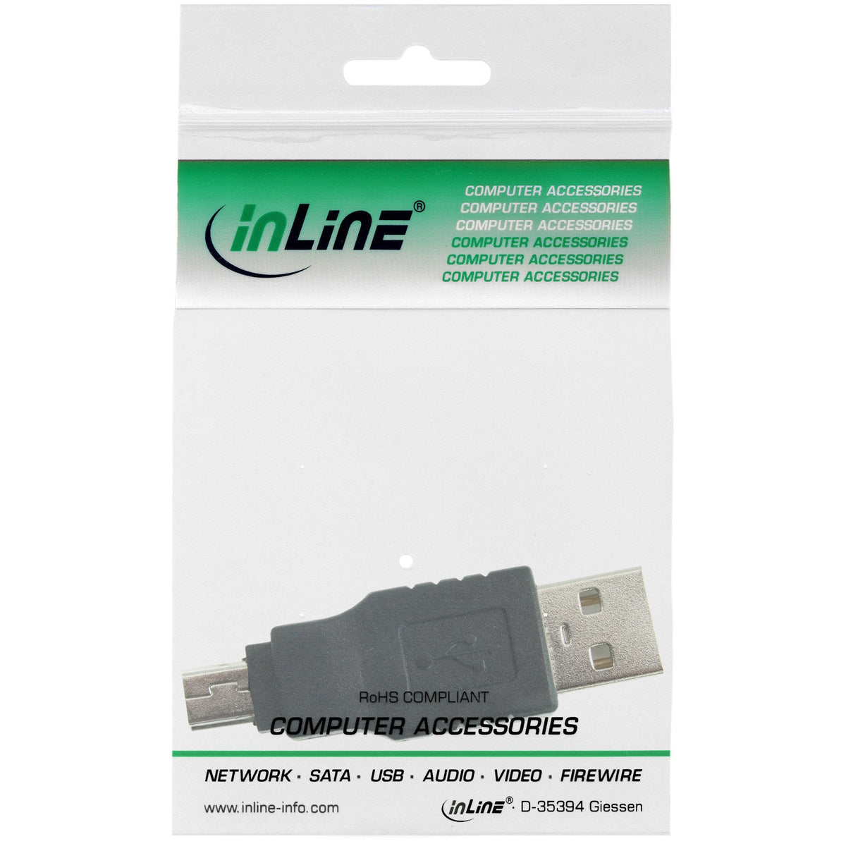 Adaptador Inline Usb 2.0 Tipo A Macho A Mini-Usb De 5 Pines Macho