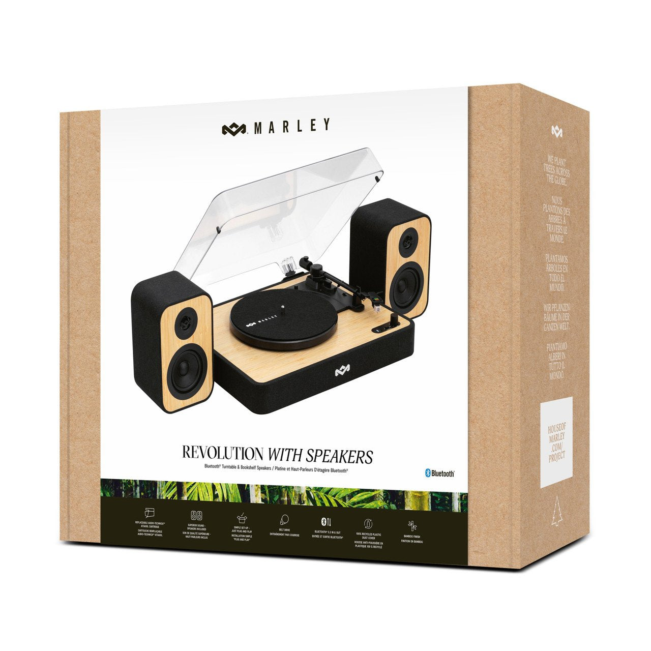 Marley Revolution Turntable With Speakers, Bluetooth, Signature Black