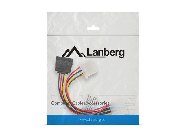 Lanberg Cable Duplicador De Alimentacion Molex Macho A Molex Hembra + Sata Hembra  Ca-Hdsa-12cu-0015 15 CentaMetros