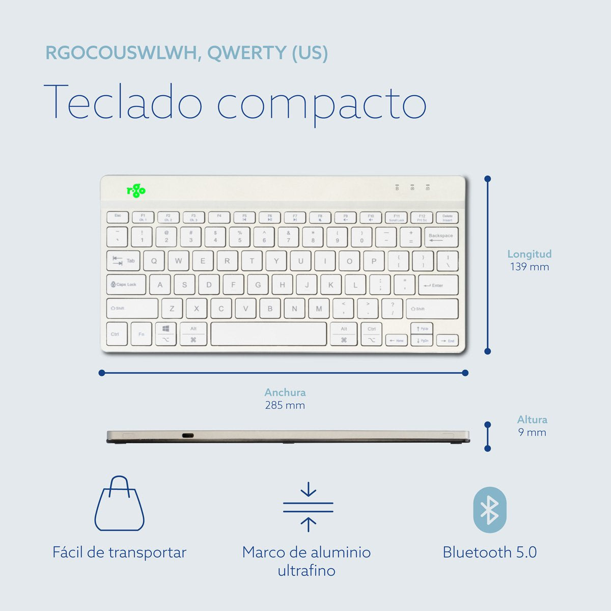 EAN 8719274491736 - R-Go Tools RGOCOUSWLWH teclado Oficina Inglés de EE. UU. imagen 14