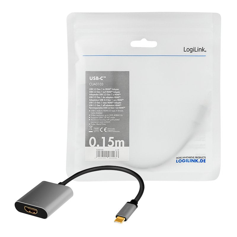 Adaptador Usb C Macho A Hdmi Hembra   0.15m 4k/60hz Aluminio Logilink