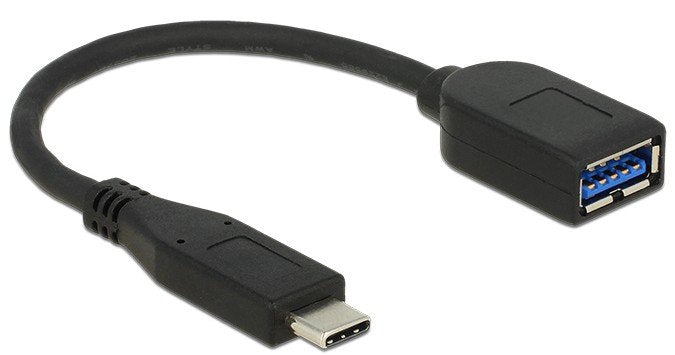Delock Adaptador Superspeed Usb 10 Gbps (Usb 3.1 Gen 2) Usb Type-C Macho  Usb Tipo-A Hembra 10 Cm Coaxial Negro Premium