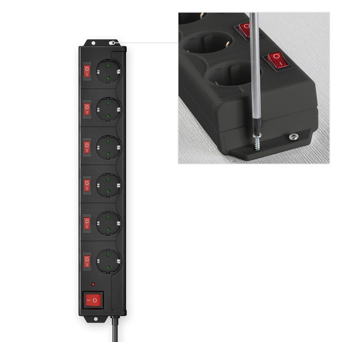 Regleta Alimentacion Hama Con 6 Tomas Interruptor Individual Y Comun 1,4m Color Negro