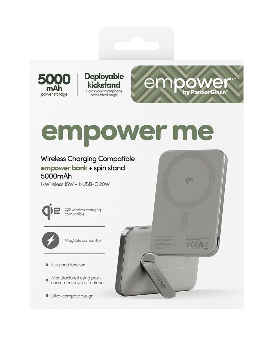 EAN 5715685028403 - PanzerGlass empower™ by ® empower™ Bank w. Spin Stand | 5000mAh | Titanium Cargador inalámbrico Titanio imagen 3