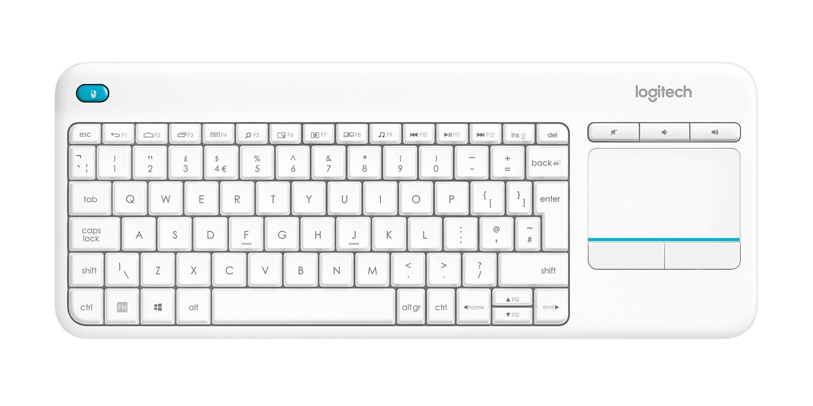 Teclado Español Logitech K400 Plus Tv Rf Inalámbrico Qwerty Blanco