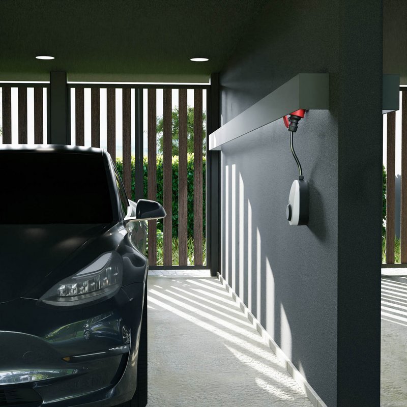 Go-E Charger Gemini Flex, 22 Kw (32a Trifásico), Caja De Pared (Blanco/Negro, Estación De Carga Móvil) Ch-04-22-01