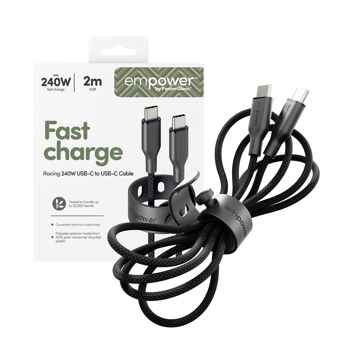 Panzerglass Empower 240w Usb-C To Usb-C Cable Usb 2.0 2m Black
