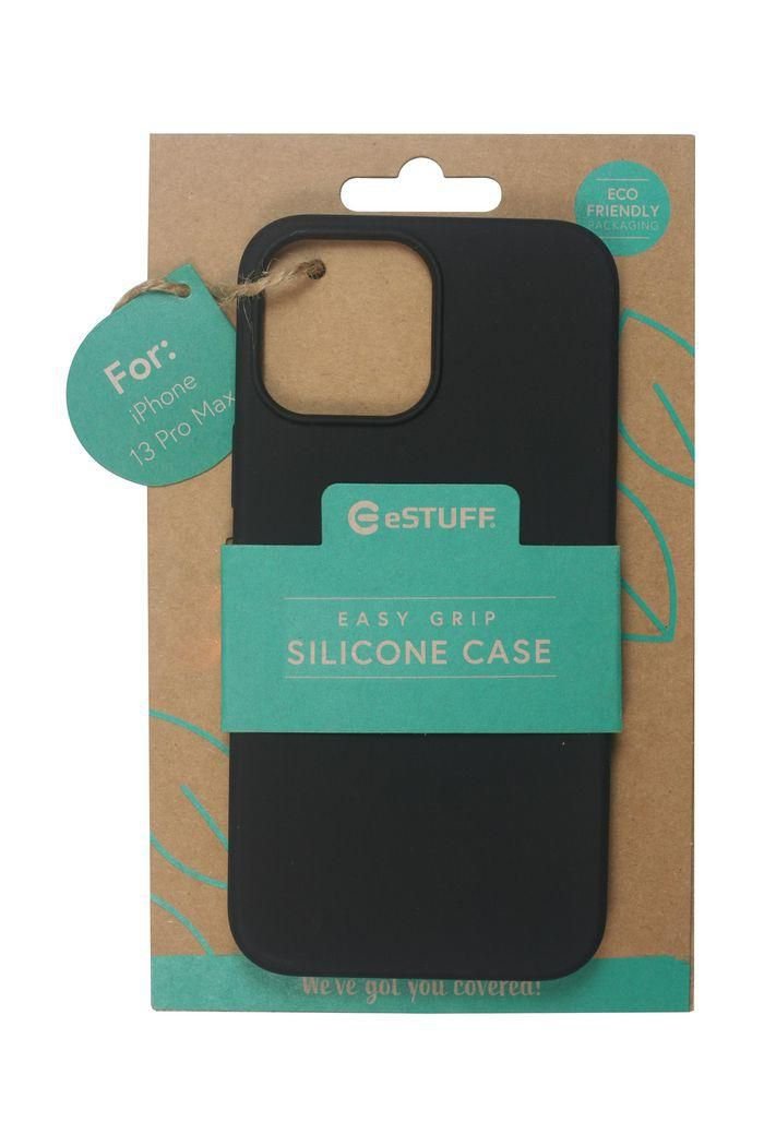 Estuff Black Silk-Touch Silicone Case For Iphone 13 Pro Max Funda Para Smartphone 17 Cm [6.7] Negro