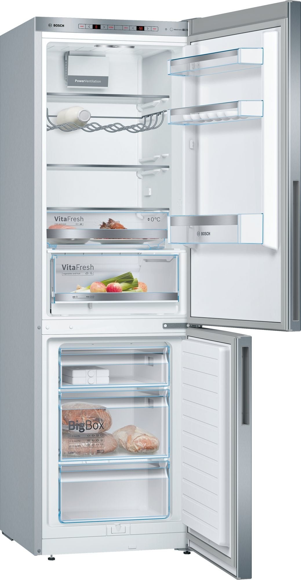 Bosch Home Kge36aica Series 6, Combinación De Enfriamiento/Congelador De Acero Inoxidable Kge36aica