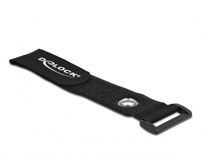 Delock Klett-Cablebinder Mit Schlaufe Und Befestigungsöse L 280 X B 38 Mm Schwarz 3 Stück