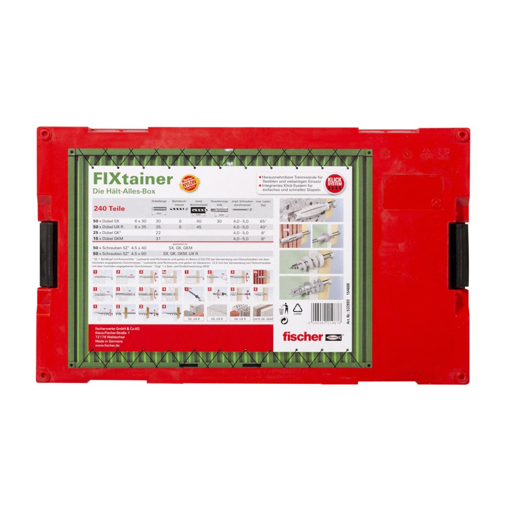 Fischer Fixtainer - Caja Tacos Gris Claro, 240 Unidades 532893