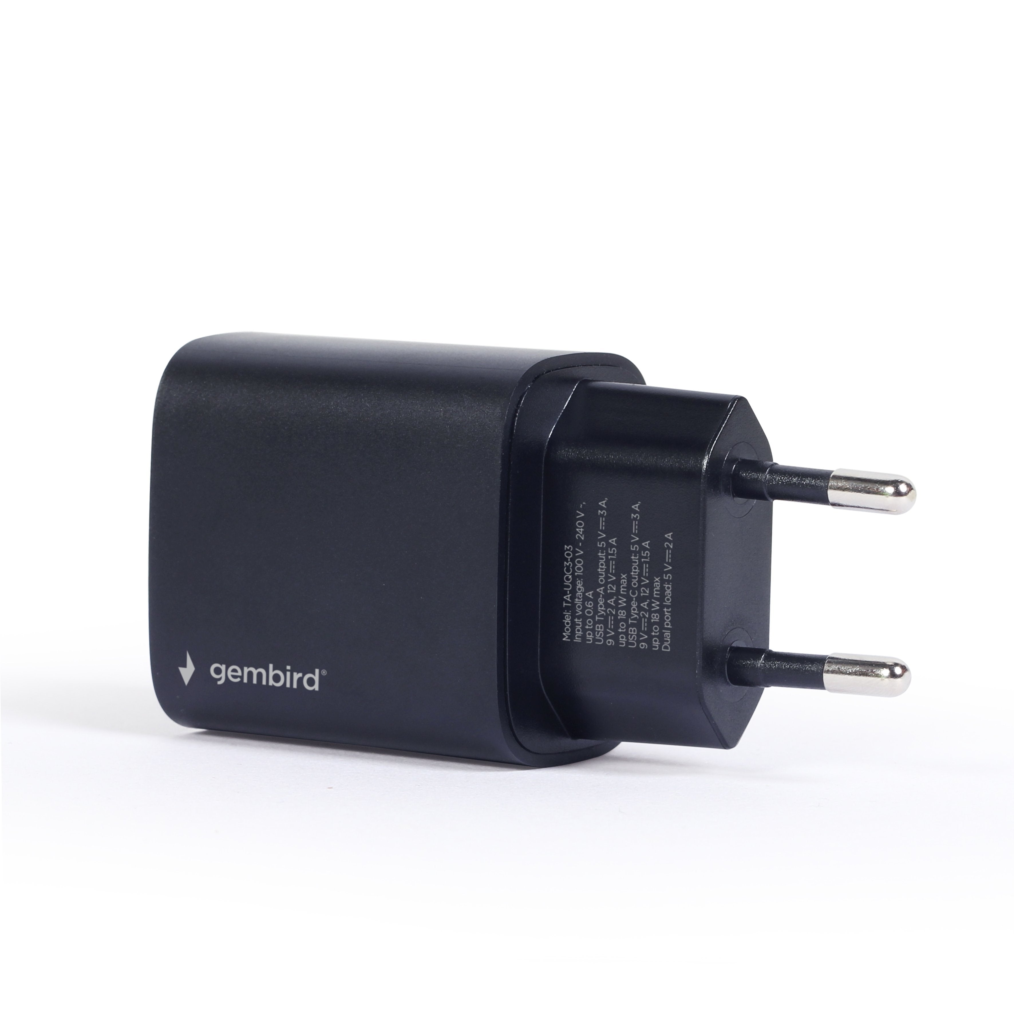 Cargador Rápido Usb Tipo C, 18 W, Negro