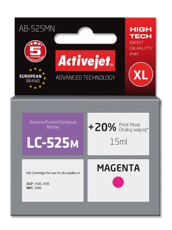 EAN 5901443097181 - Activejet AB-525MN cartucho de tinta 1 pieza(s) Compatible Alto rendimiento (XL) Magenta imagen 1