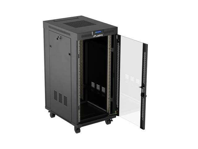 Lanberg Rack Cabinet 19" Free-Standing 24u 600x800 Flat Pack With Glass Door Lcd Negro V2